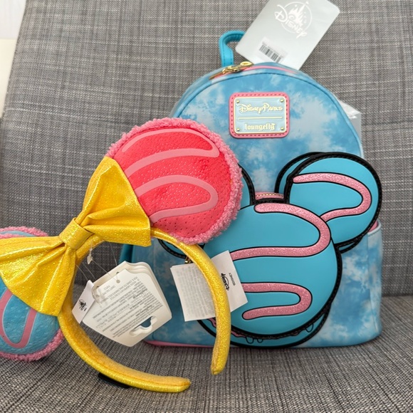 NEW Disney Parks Loungefly Mini Backpack and Ears bundle Eats Macaron - Picture 4 of 7